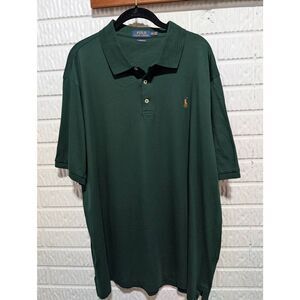 Polo By Ralph Lauren Vintage Men's Green Soft Knit Short-Sleeve Polo Shirt Size